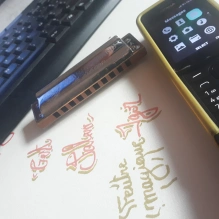 Harmonica and Nokia cell phone.